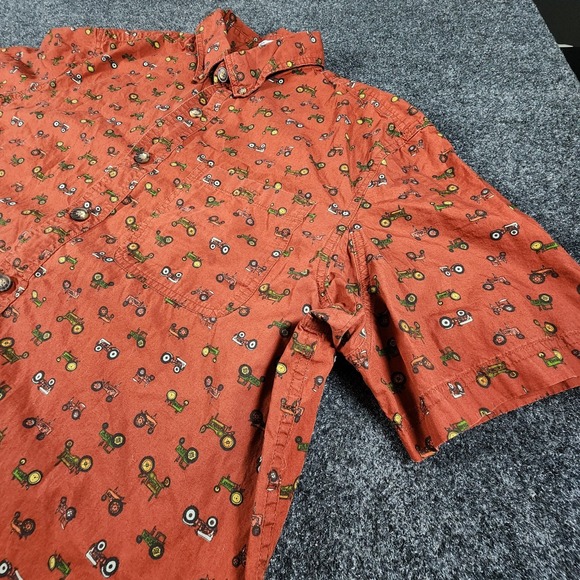 Duluth Trading Untucked Shirt Men's Large AOP Tractors Relaxed Fit Button Down - Picture 2 of 12